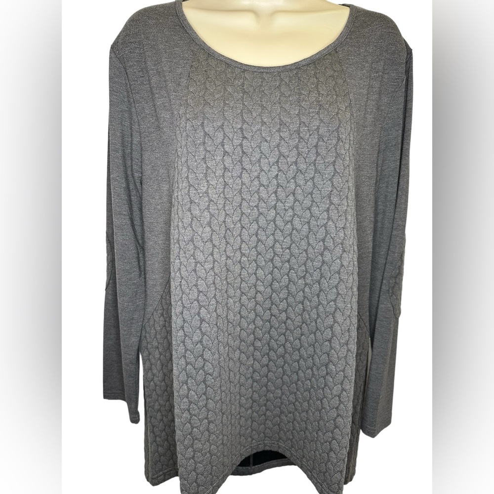 Occasionally Made Brand women’s Tunic Top-Size Large-Gray-Long Sleeve Crewneck